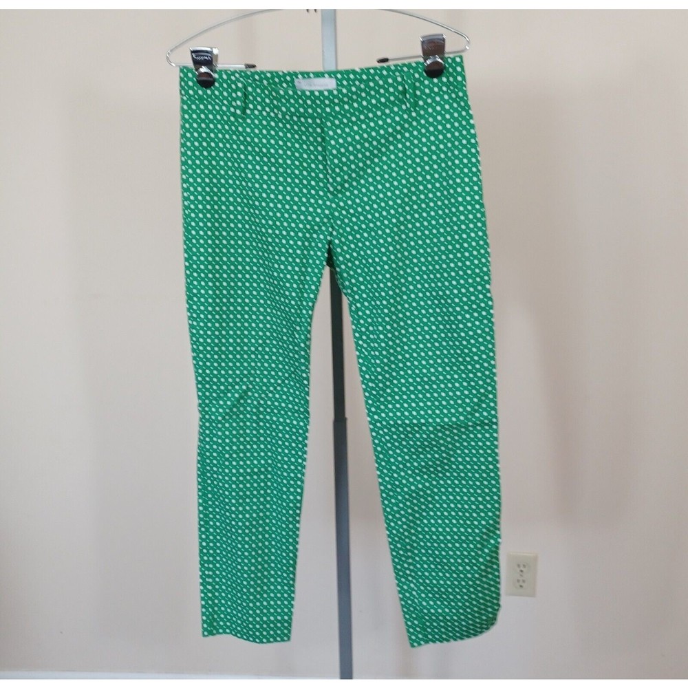 Gap Slim Cropped Green and White Geometric Design Pants Stretch Women US 4 EUC